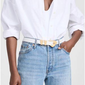 By Far Moore White Semi Patent Leather Belt